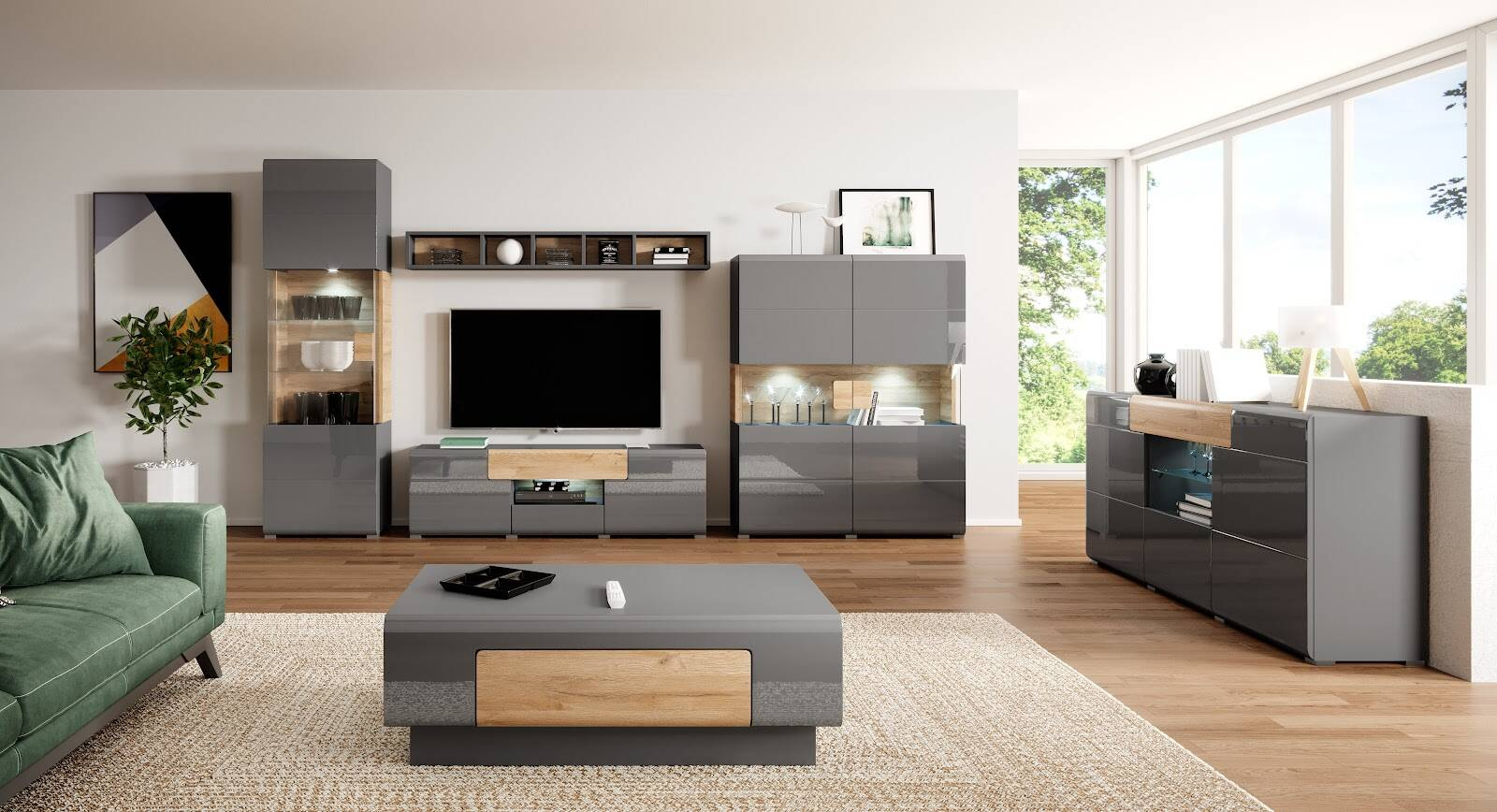 Toledo WM lielais TV skapis, antracīta spīdums / Grandson ozols — изображение 3