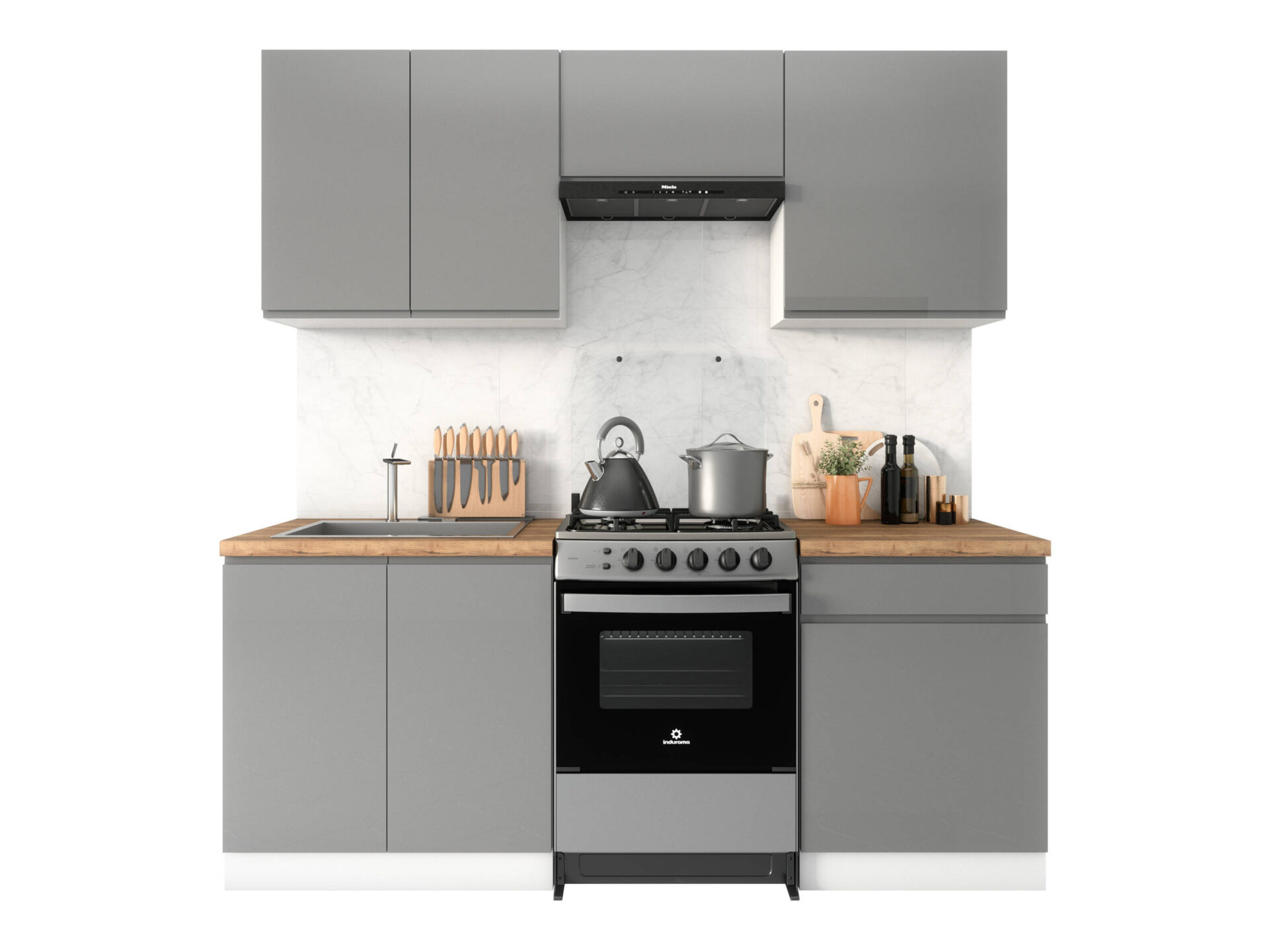 Pelēks virtuves komplekts "Aspen Gray" G80 G60KN G60-P D80Z D60S1