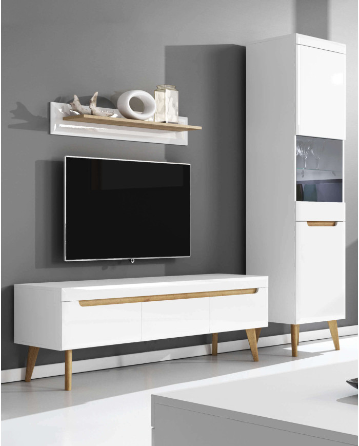 Nordi P107 piekarināms plaukts, balts/Riviera ozols — 2 attēls