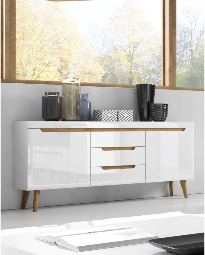 Nordi P107 piekarināms plaukts, balts/Riviera ozols — 4 attēls