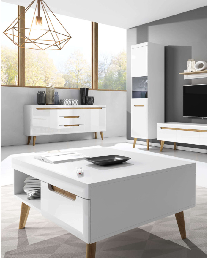 Nordi P107 piekarināms plaukts, balts/Riviera ozols — 5 attēls