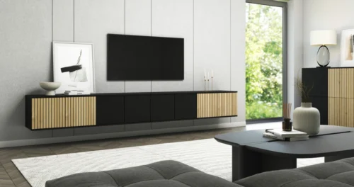 Loft stila TV skapis ar režģi, 280 cm, Ross