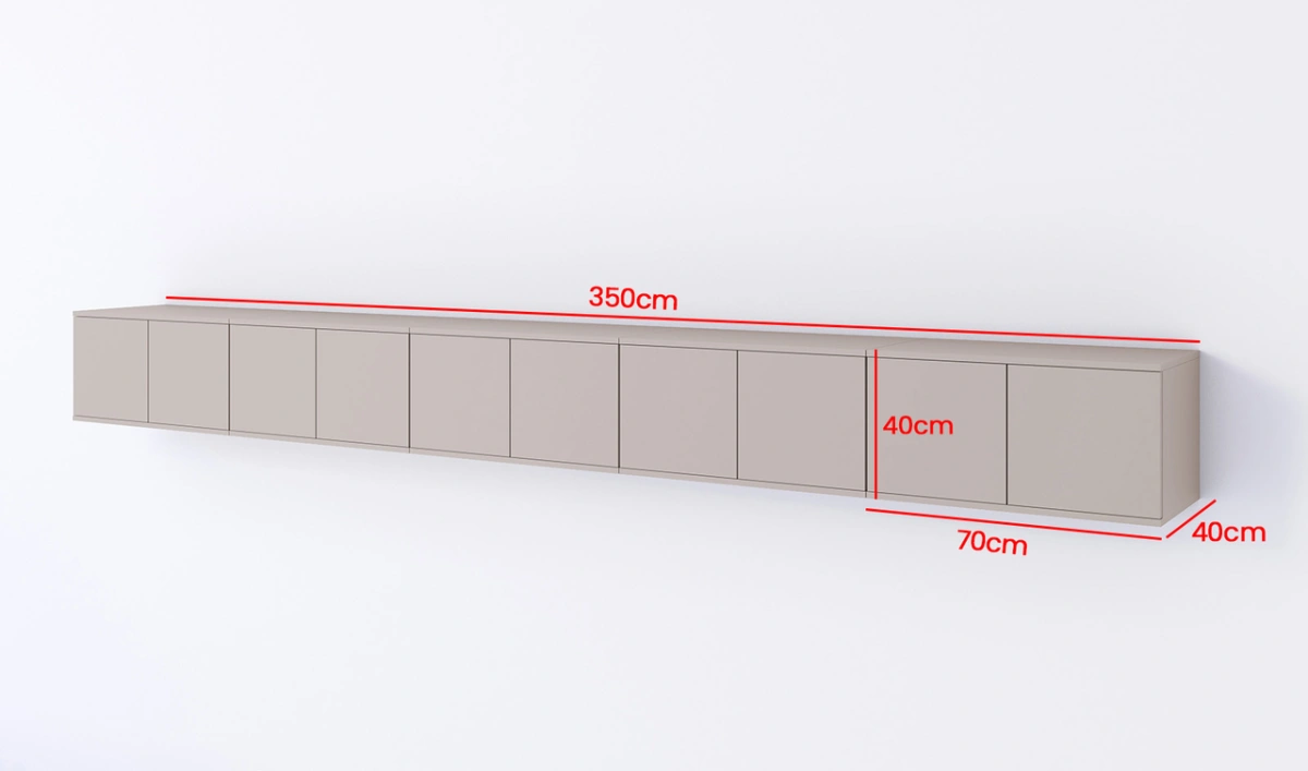 Bianko sienas TV skapītis, 350 cm, kašmira krāsā — изображение 3
