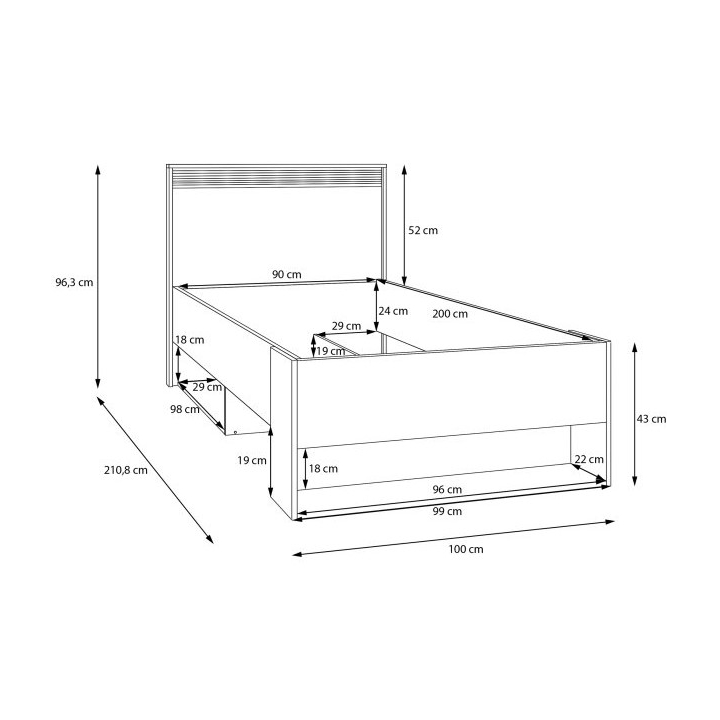 Gultas rāmis 90x200cm Wexlin Forte — изображение 7