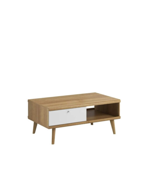 Kafijas galdiņš, Primo PL107 kafijas galdiņš, plaukts, atvilktnes, Riviera Oak/White