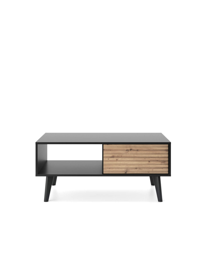 Willow L104 kafijas galdiņš, sols, plaukts, atvilktnes, Artisan Oak/Black