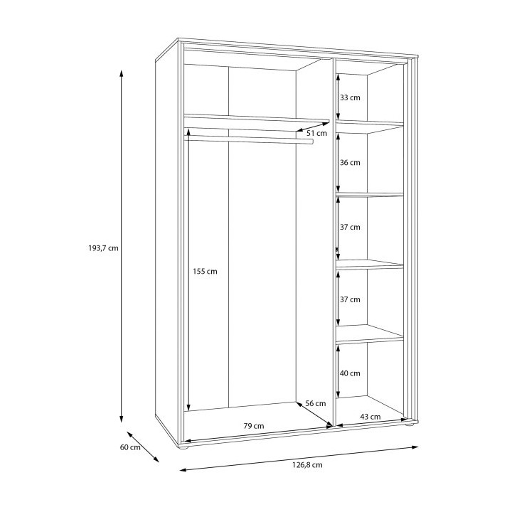 Skapis 130 cm Wexlin bēšā/ozola krāsā Mauvella Forte — изображение 7
