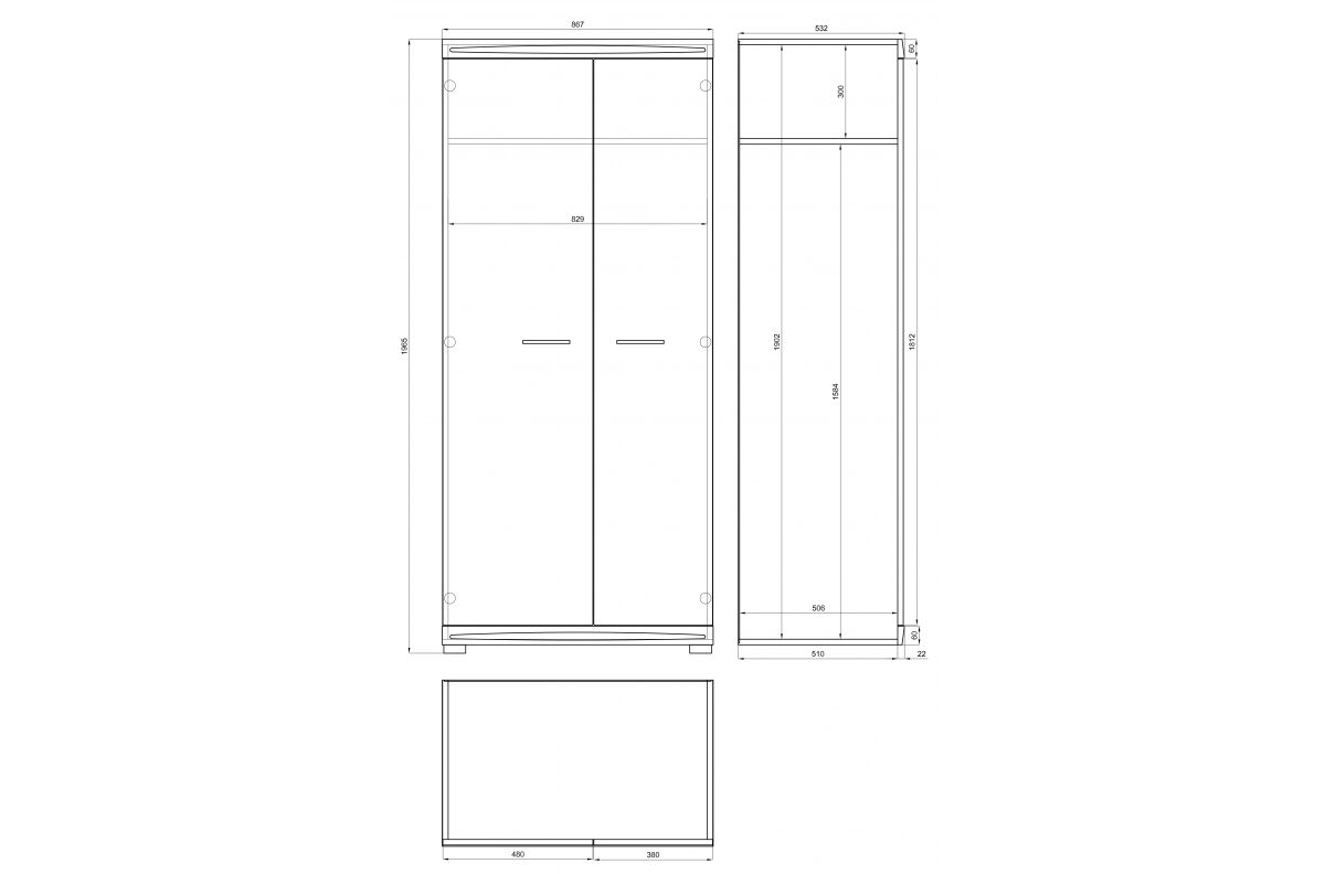 SIMPLE SZD2 Skapis "Millenium Concrete"/Glossy White - Garderobes istaba ar plauktu un drēbju pakaramo — 3 attēls