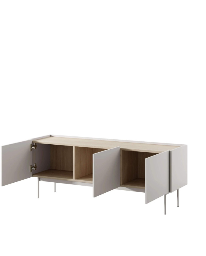 COLOR RTV144 TV skapis, durvis, padziļinājums, Cashmire/Linea Oak — 2 attēls