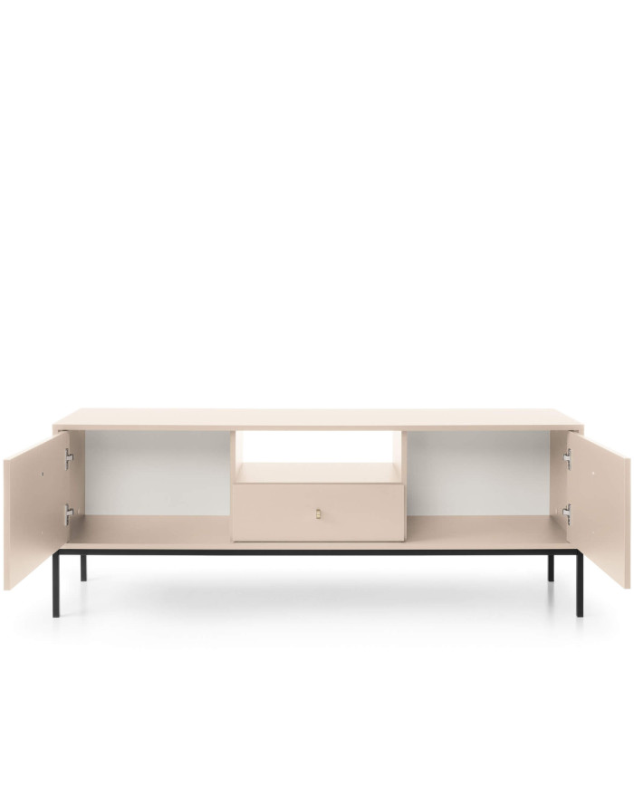Mono TV skapītis MRTV154, durvis, atvilktne, niša, bēšs/melns rāmis — изображение 2