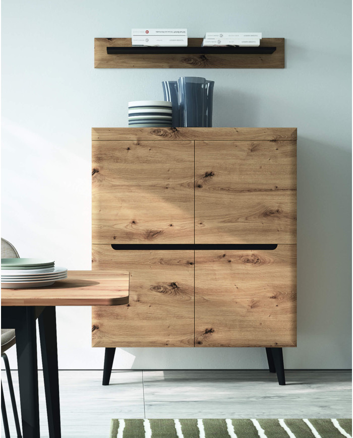 Nordi NRTV160 TV skapītis ar atvilktnēm, Artisan Oak/Black — 3 attēls