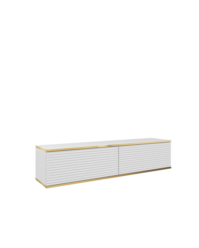 Oro 135 MDF TV skapītis, ar durvīm, stiprināms pie sienas, balts/zelta krāsā