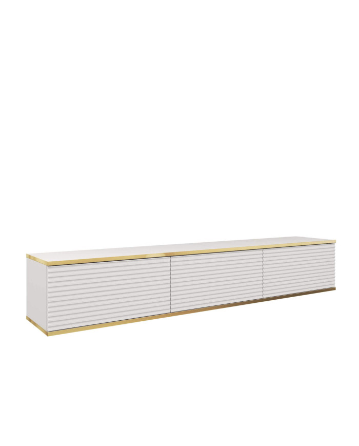 Oro 175 MDF TV skapītis, ar durvīm, stiprināms pie sienas, balts/zelta krāsā