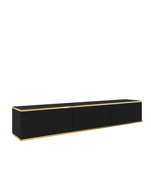 Oro 175 MDF TV skapītis, ar durvīm, stiprināms pie sienas, melns/zelta krāsā