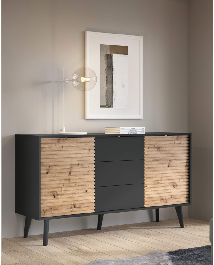 Willow RTV154 TV skapītis, ar durvīm, niša, Artisan Oak/Black — изображение 5