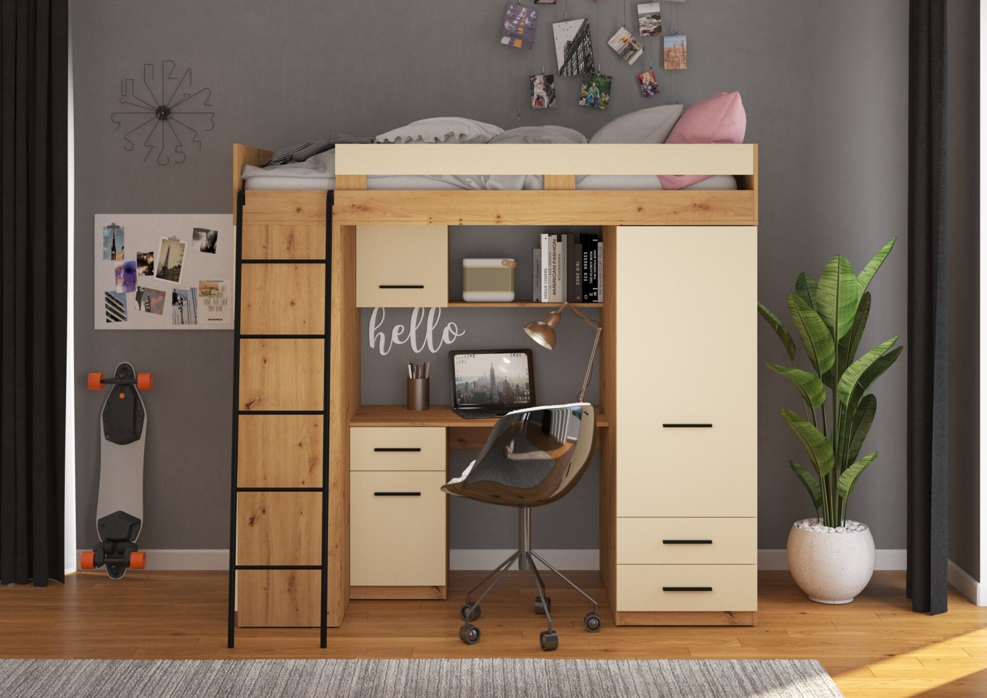 VELVE L mezzanine bez paklājiņiem. Artisan ozols/krēmkrāsa — изображение 3