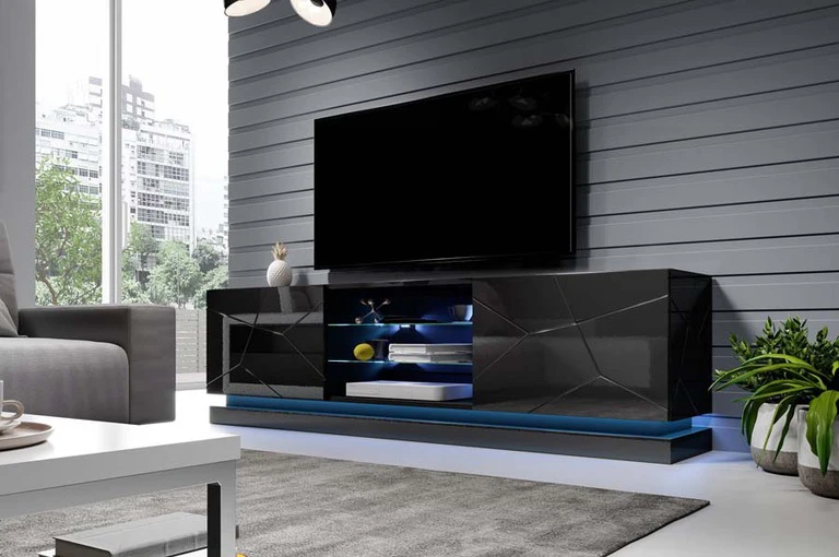 QIU RTV 200 cm melns ar LED