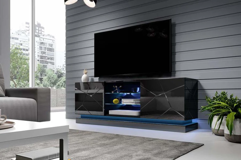 QIU RTV QIU 160 cm melns ar LED
