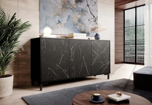 MARMO kumode 150, melns marmors