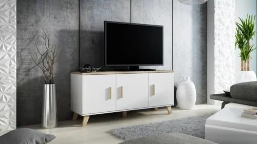 LOTTA WHITE 150 – kumode uz kājām ar 3 durvīm