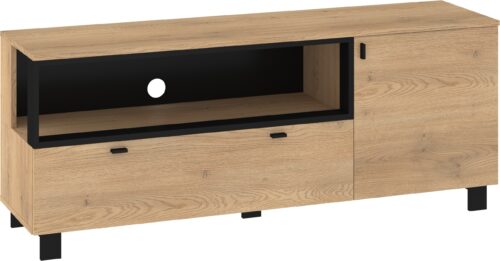 GAVES 13 mēbeļu kumode, galds, TV skapis, viesistabas bēniņi, kremonas ozols, melna