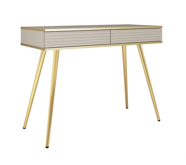 Oro T102 bēšs rievots MDF tualetes galdiņš ar atvilktnēm