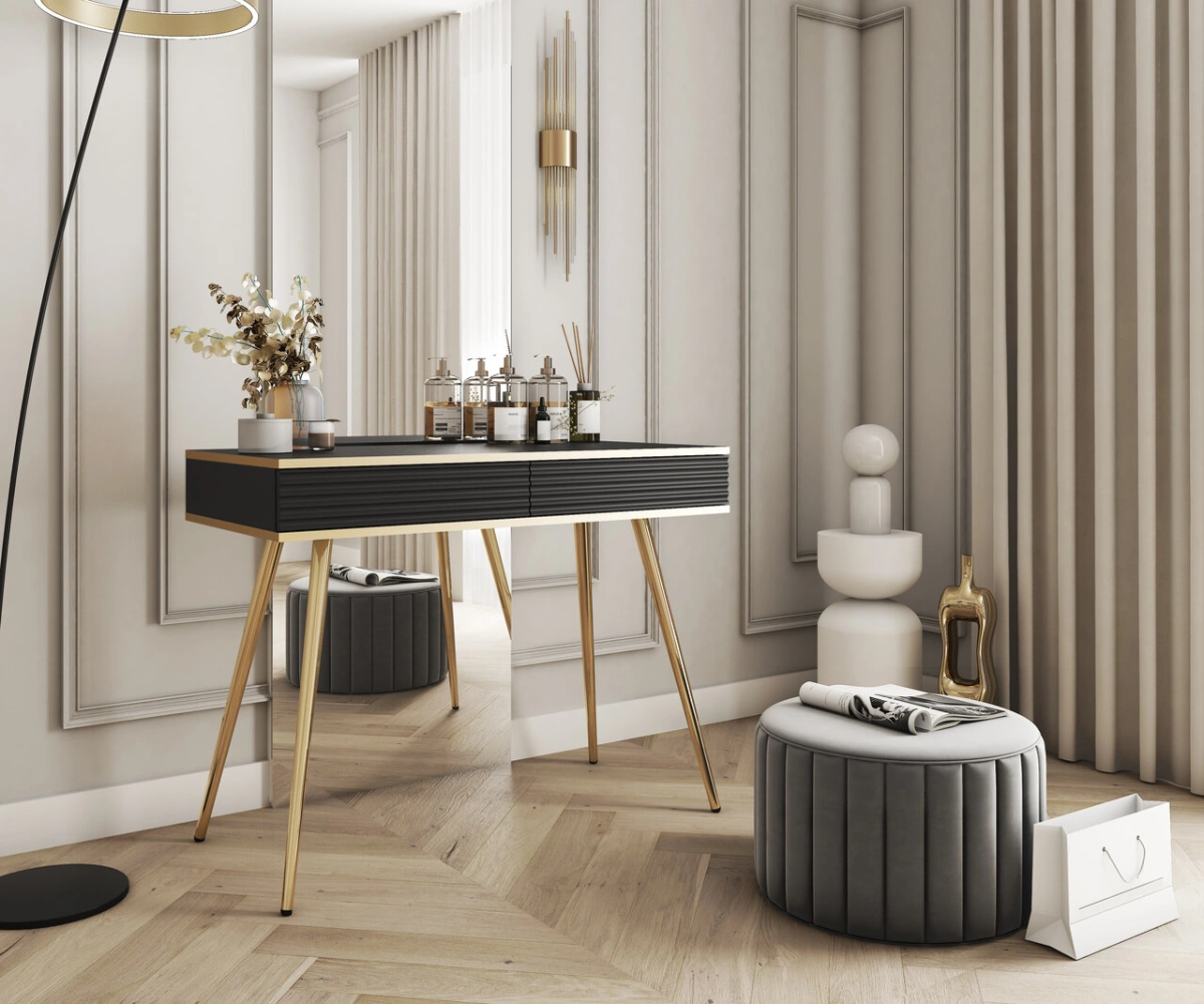 Oro T102 melna rievota MDF konsoles kumode ar atvilktnēm — изображение 2