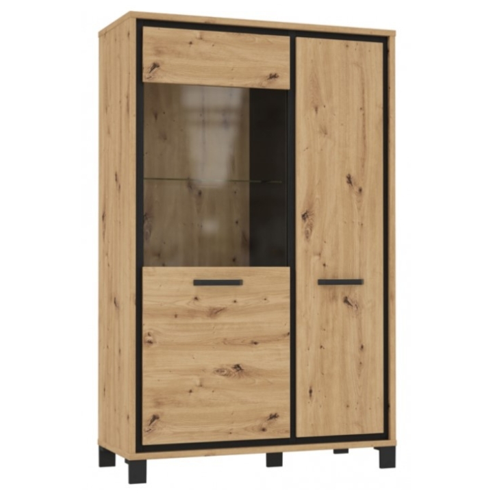 Trondheimas vitrīna L TDHV622L Artisan Oak / Forte Black Oak