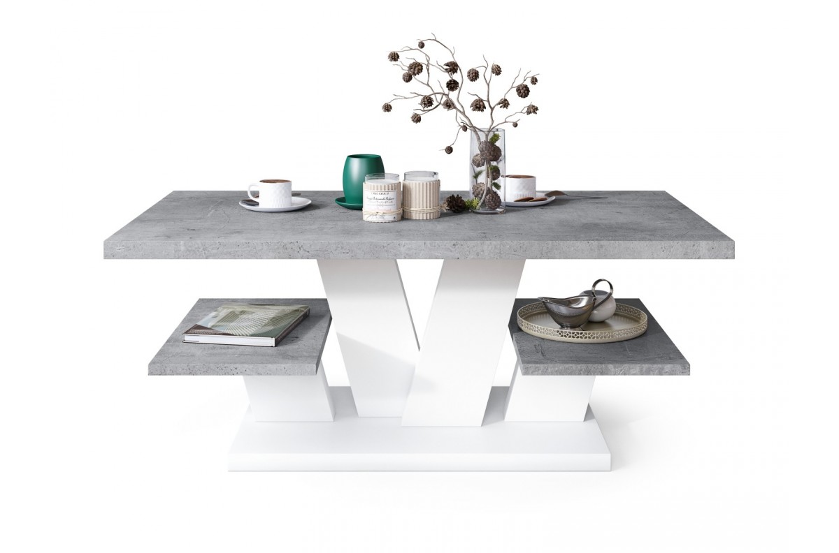 VIVA MAT Millenium Concrete/White - MODERNS KAFIJAS GALDIŅŠ AR PLAUKTIEM — изображение 5