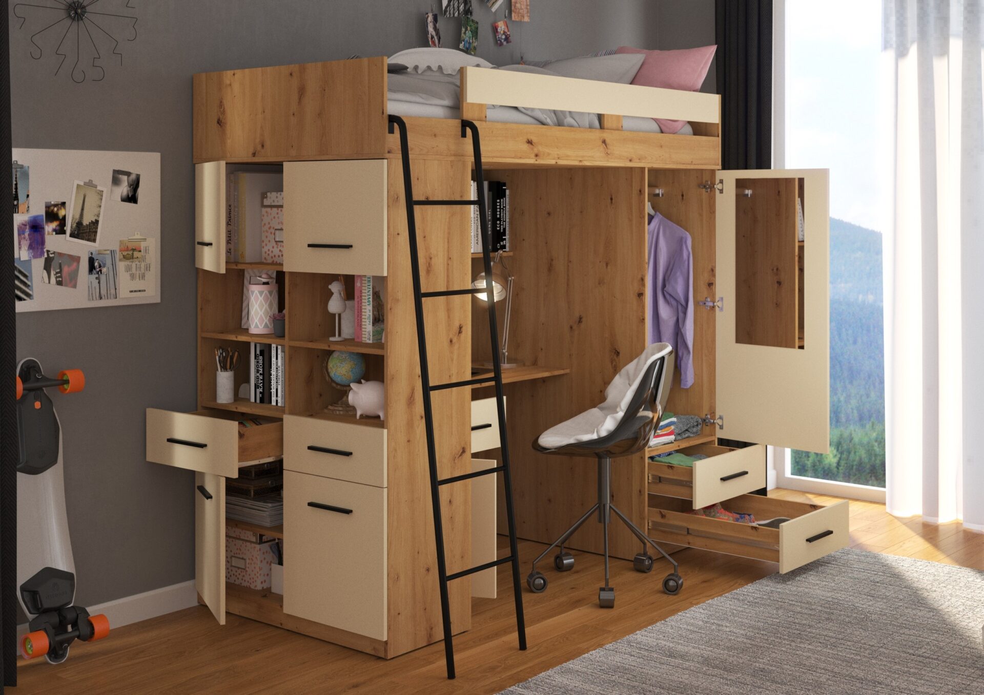 VELVE L mezzanine bez paklājiņiem. Artisan ozols/krēmkrāsa — изображение 5