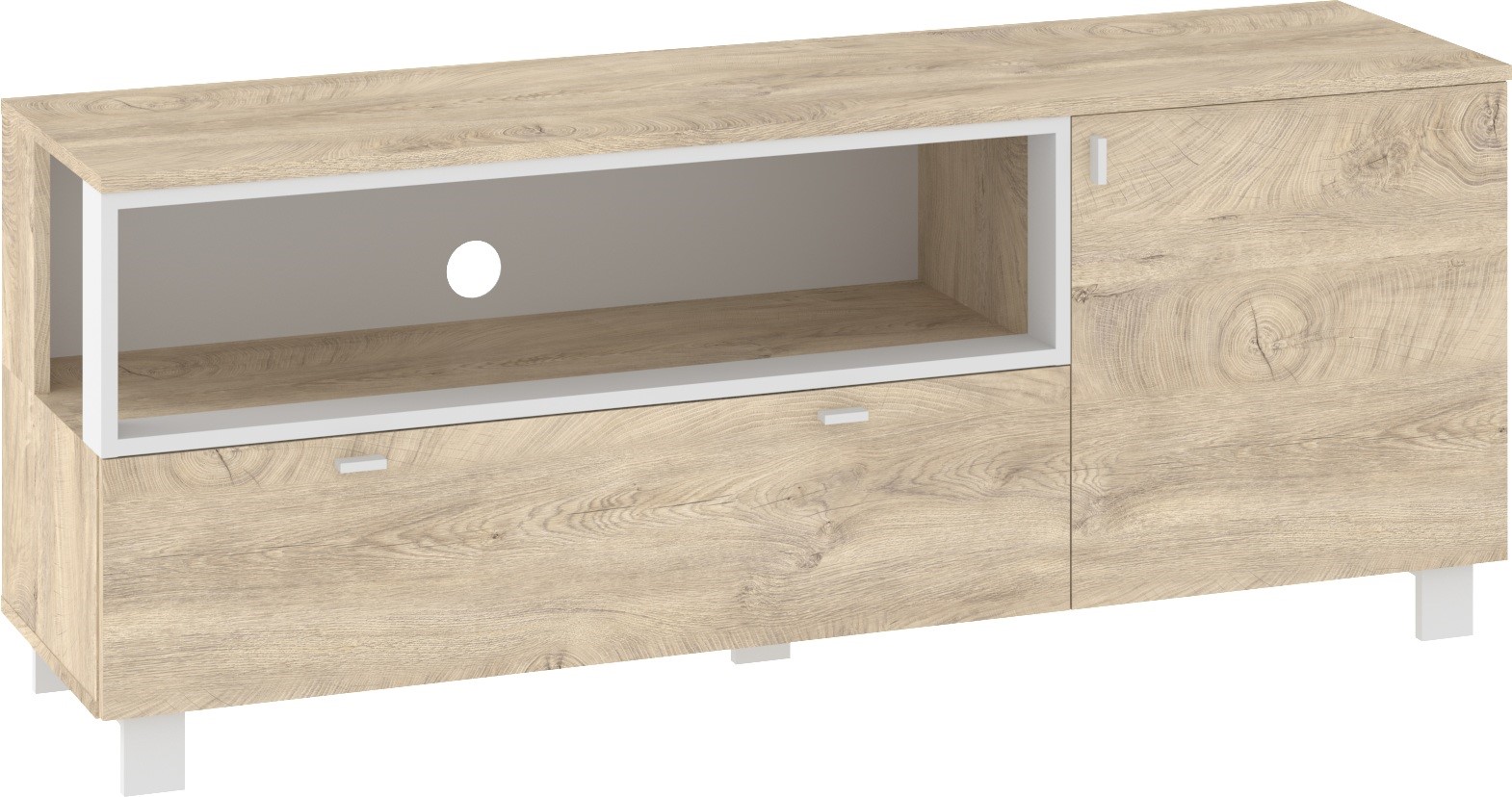 GAVES 13 mēbeļu kumode, galds, TV skapis, loft stila, viesistaba, ozols, balta