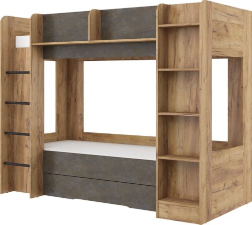 Bērnu divstāvu gulta jauniešiem 2 personām 80×200 EVEST craft PLN spēļu b