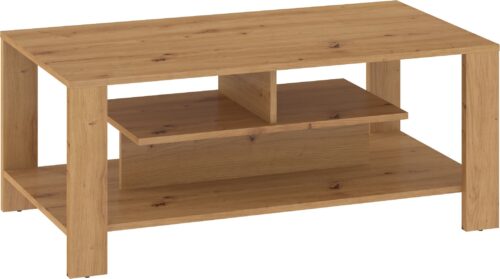 DELIS 06 kafijas galdiņš ar plauktu viesistabai, ozolkoka krāsā