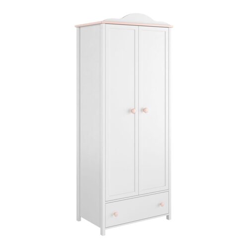 Divdurvju skapis LUNA LN-01 balts/rozā
