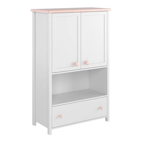LUNA LN-11 kumode baltā/rozā krāsā