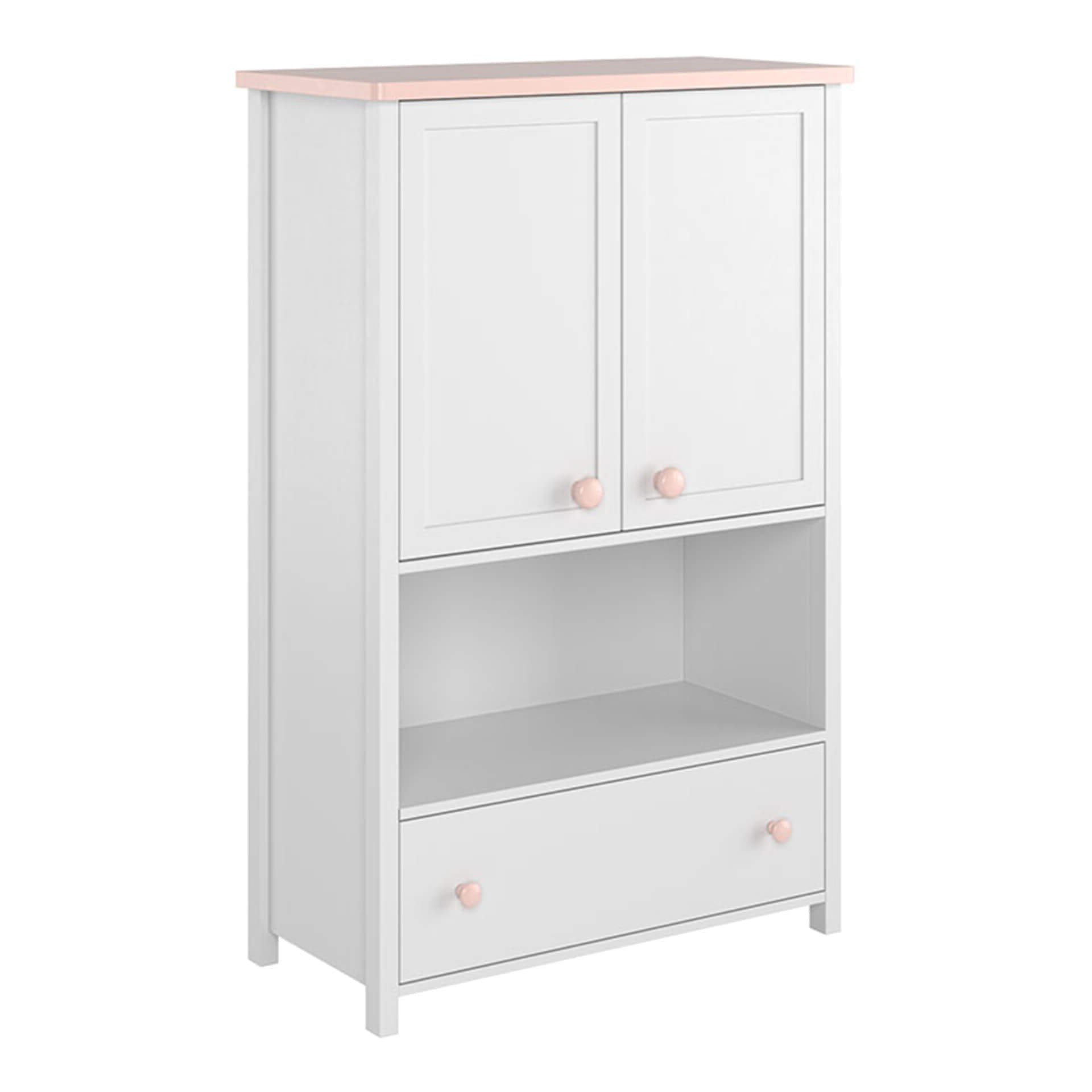 LUNA LN-11 kumode baltā/rozā krāsā