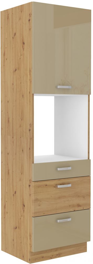 60 cm kolonnas krāsns skapis ar atvilktnēm “Artisan cappuccino glossy” 60 DPS-210 3S 1F