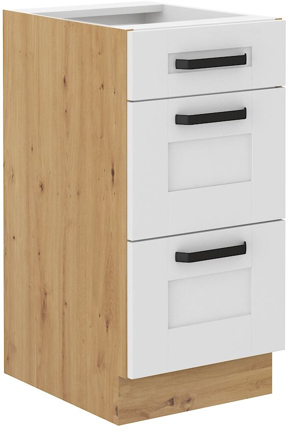 Apakšējais skapītis 40 cm ar atvilktnēm Luna balts/artisan 40 D 3S BB