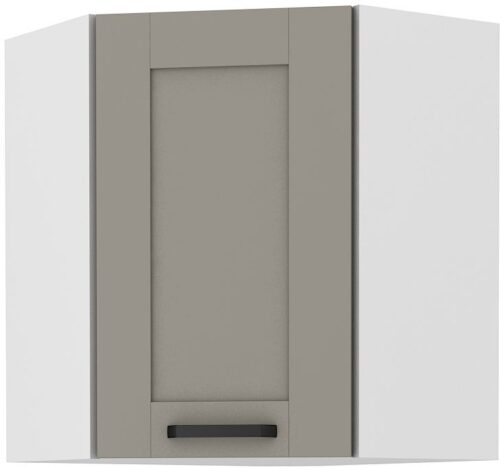 Augšējais stūra skapis 60 cm Luna balts/māla pelēks 60×60 GN-72 45 grādi 1F