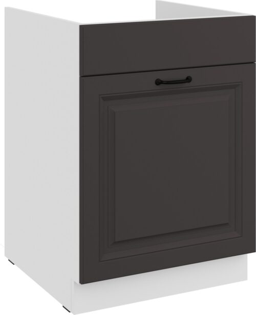 Apakšējais skapītis 60 cm, izlietne, atvilktne, Stillo, balta/grafīta krāsa, 60 ZL, 1S, BB, PREMIUM BOX
