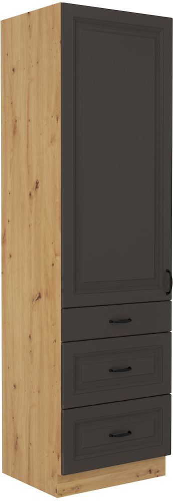 Stillo artisan/grafīta krāsas 60 cm pieliekamā skapis ar atvilktnēm DKS-210 3S 1F