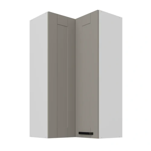 Augšējais stūra skapis 60 cm Luna balts/māla pelēks 60×60 GN-108 2F 90 grādi