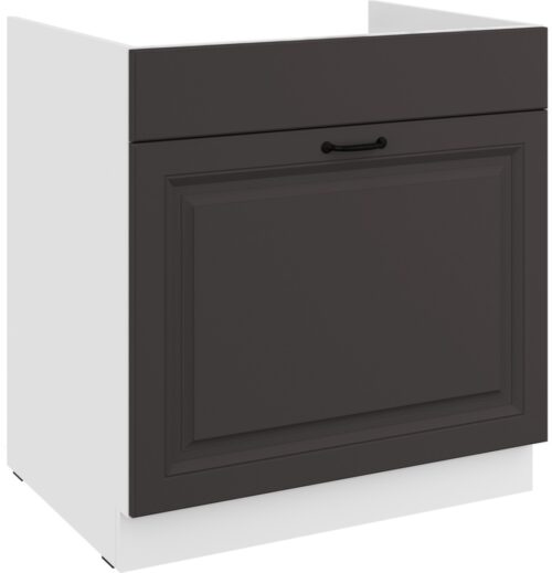 Apakšējais skapītis 80 cm, izlietne, atvilktne, Stillo, balts/grafīts, 80 ZL, 1S, BB, PREMIUM BOX