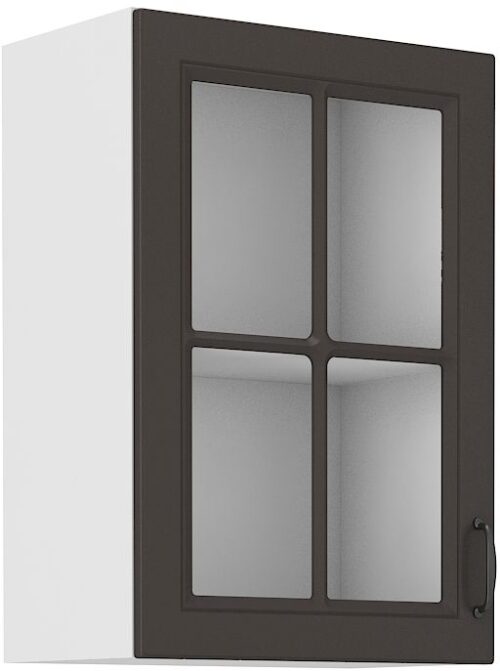 Sienas skapis 40 cm vitrīna Stillo balts/grafīts 40 GS-72 1F