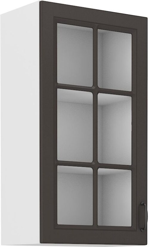 Sienas skapis 40 cm vitrīna Stillo balts/grafīts 40 GS-90 1F