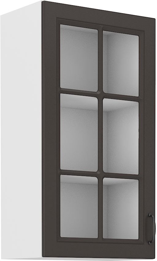 Sienas skapis 40 cm vitrīna Stillo balts/grafīts 40 GS-90 1F