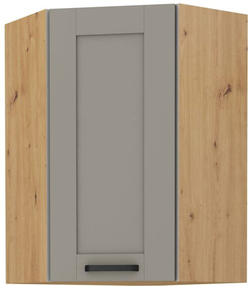 Augšējais stūra skapis 60 cm Luna artisan/māla pelēks 60×60 GN-90 (45 grādi) 1F