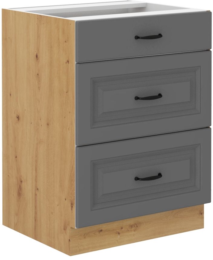 Apakšējais skapītis 60 cm ar atvilktnēm Stillo artisan/pelēks 60 D 3S BB