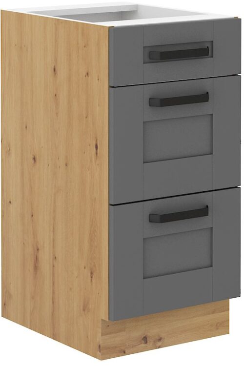 Apakšējais skapītis 40 cm ar atvilktnēm Luna artisan/pelēks 40 D 3S BB