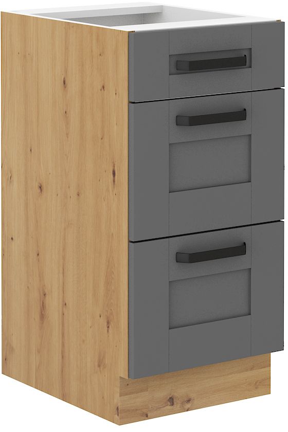 Apakšējais skapītis 40 cm ar atvilktnēm Luna artisan/pelēks 40 D 3S BB